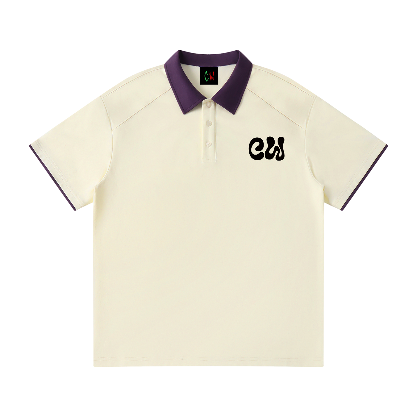 CW - Contrast Collar Raglan Polo Shirt
