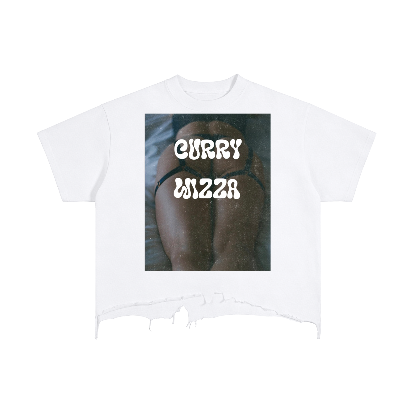 CURRY WIZZA - Vintage Wash Boxy Distressed Hem T-Shirt