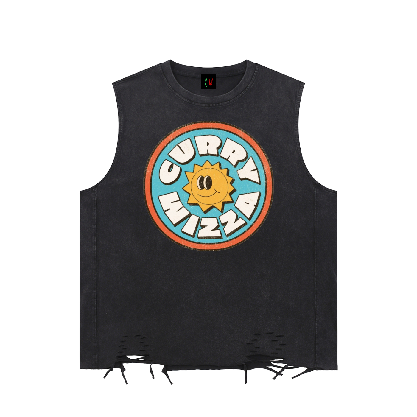 CURRY WIZZA - Snow Washed Raw-Hem Tank Top