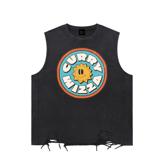 CURRY WIZZA - Snow Washed Raw-Hem Tank Top