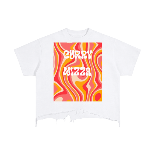 CURRY WIZZA - Vintage Wash Boxy Distressed Hem T-Shirt