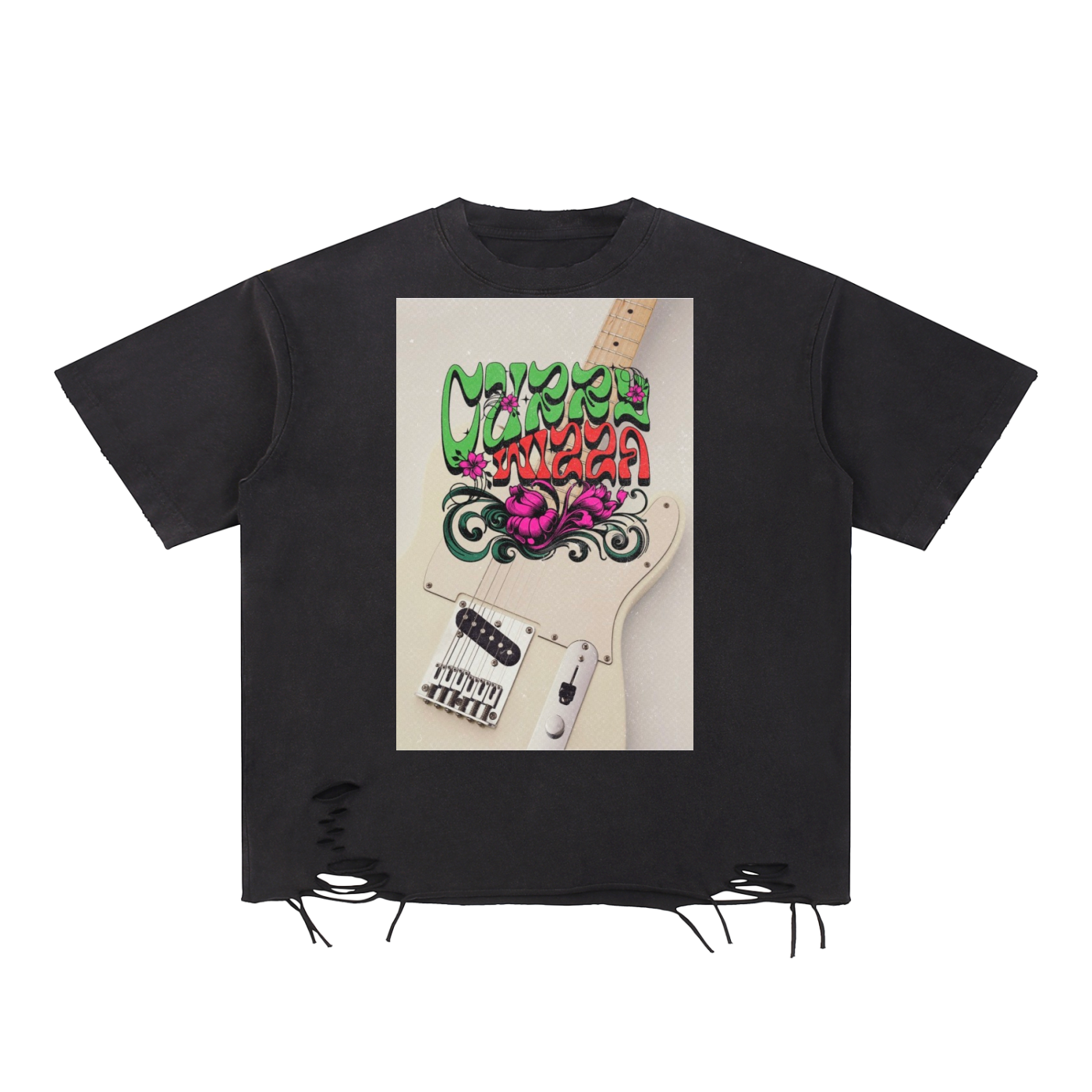 CURRY WIZZA - Snow Washed Raw-Hem T-Shirt