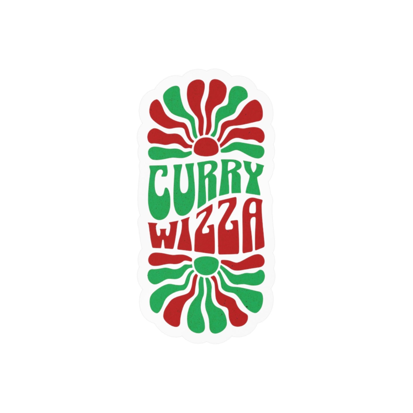 CURRY WIZZA - Kiss-Cut Vinyl Decal — Retro Psychedelic Sticker for Laptops, Water Bottles & Windows