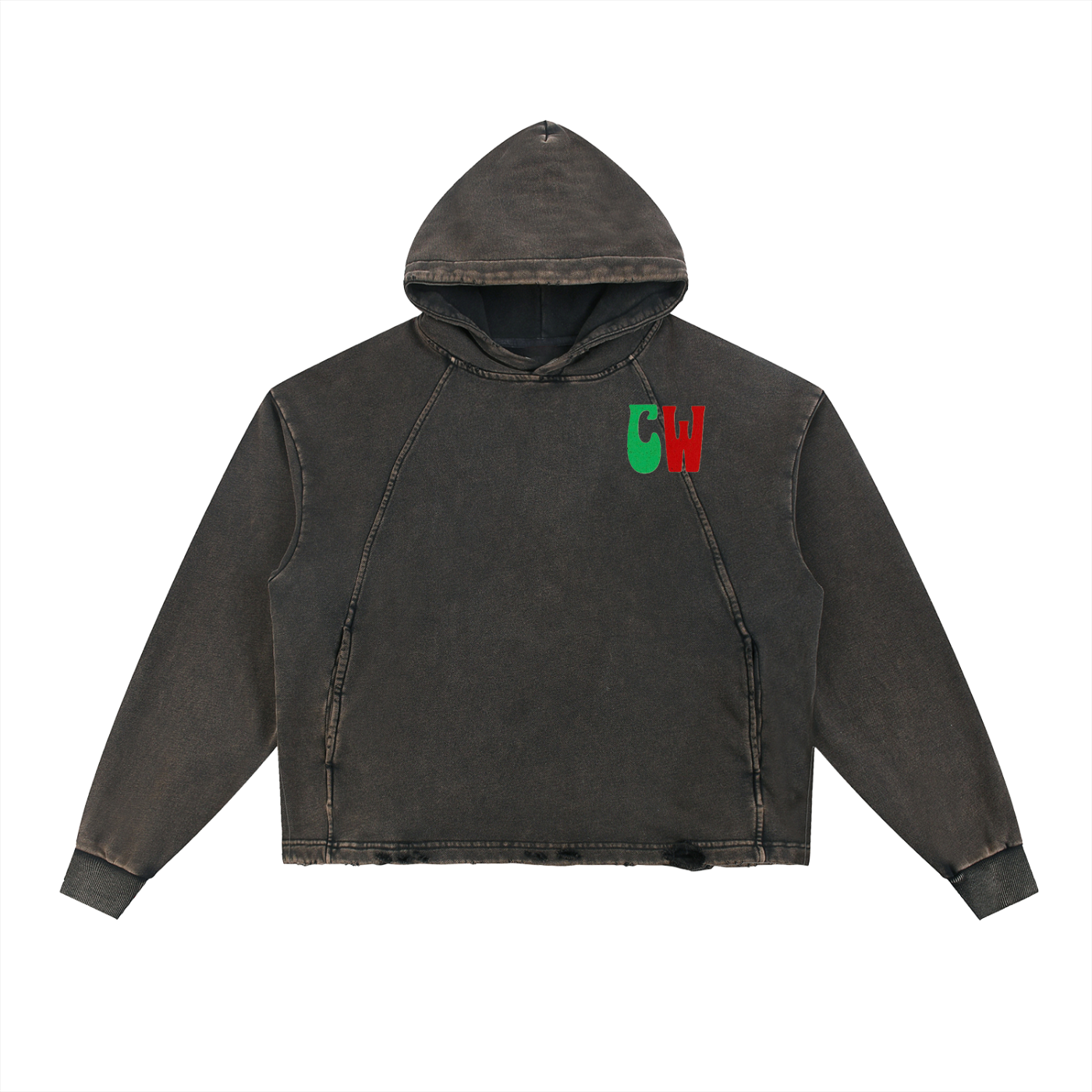 CW - Vintage Washed Frayed-Hem Hoodie