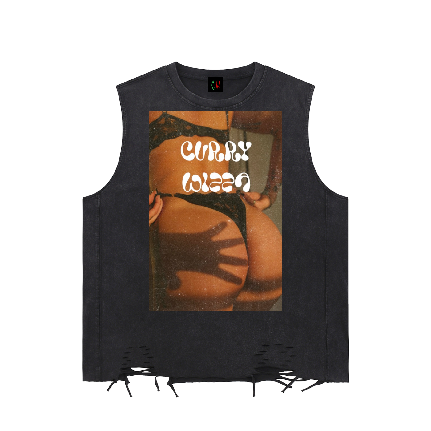 CURRY WIZZA - Snow Washed Raw-Hem Tank Top