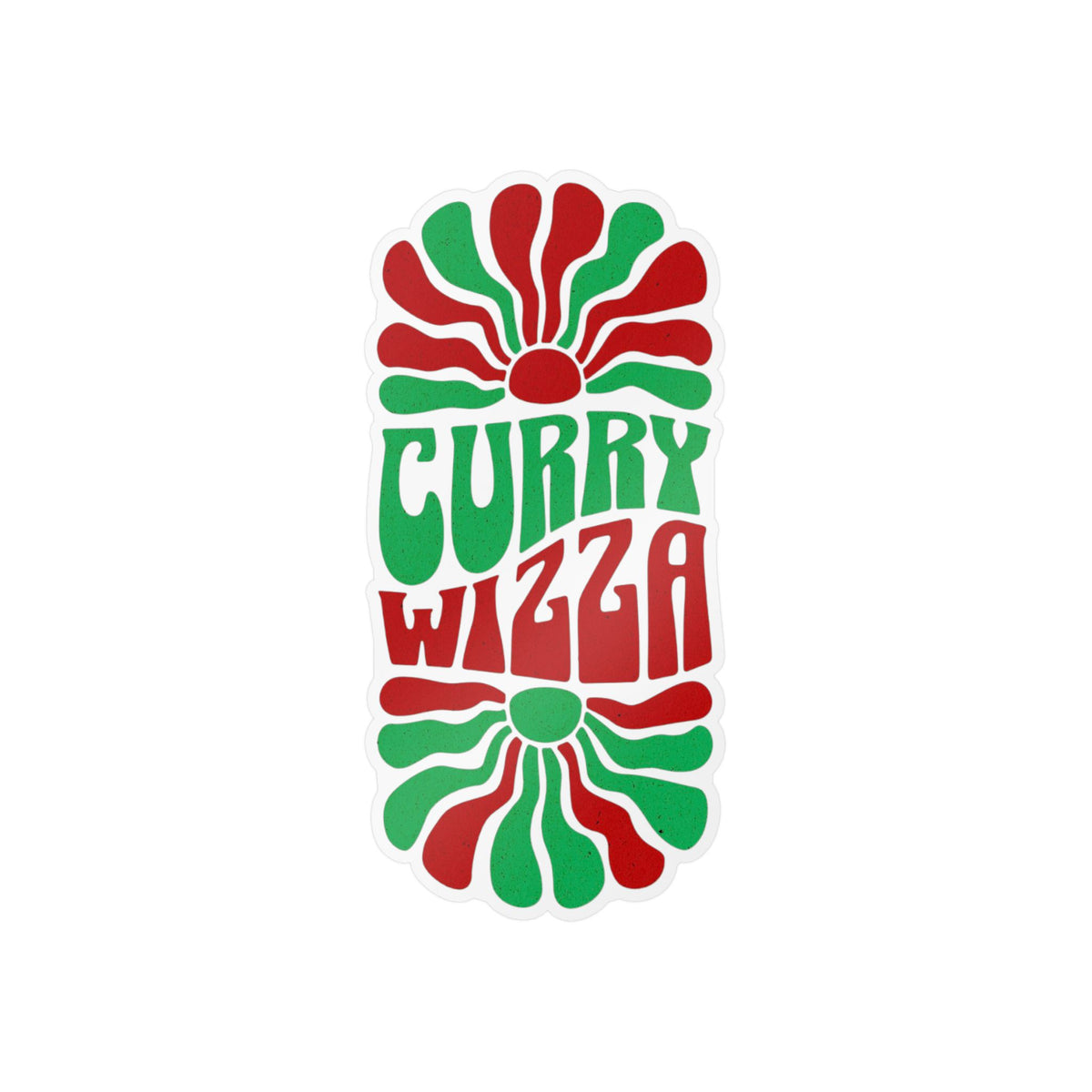 CURRY WIZZA - Kiss-Cut Vinyl Decal — Retro Psychedelic Sticker for Laptops, Water Bottles & Windows