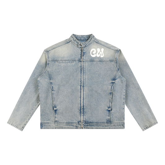 CURRY WIZZA - Vintage Wash Zip Denim Jacket