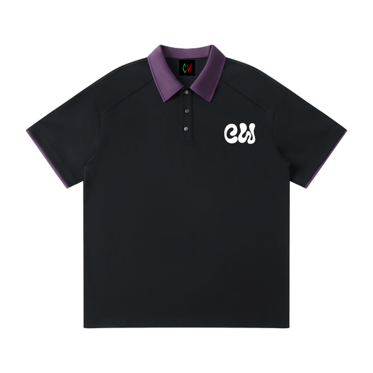 CW - Contrast Collar Raglan Polo Shirt