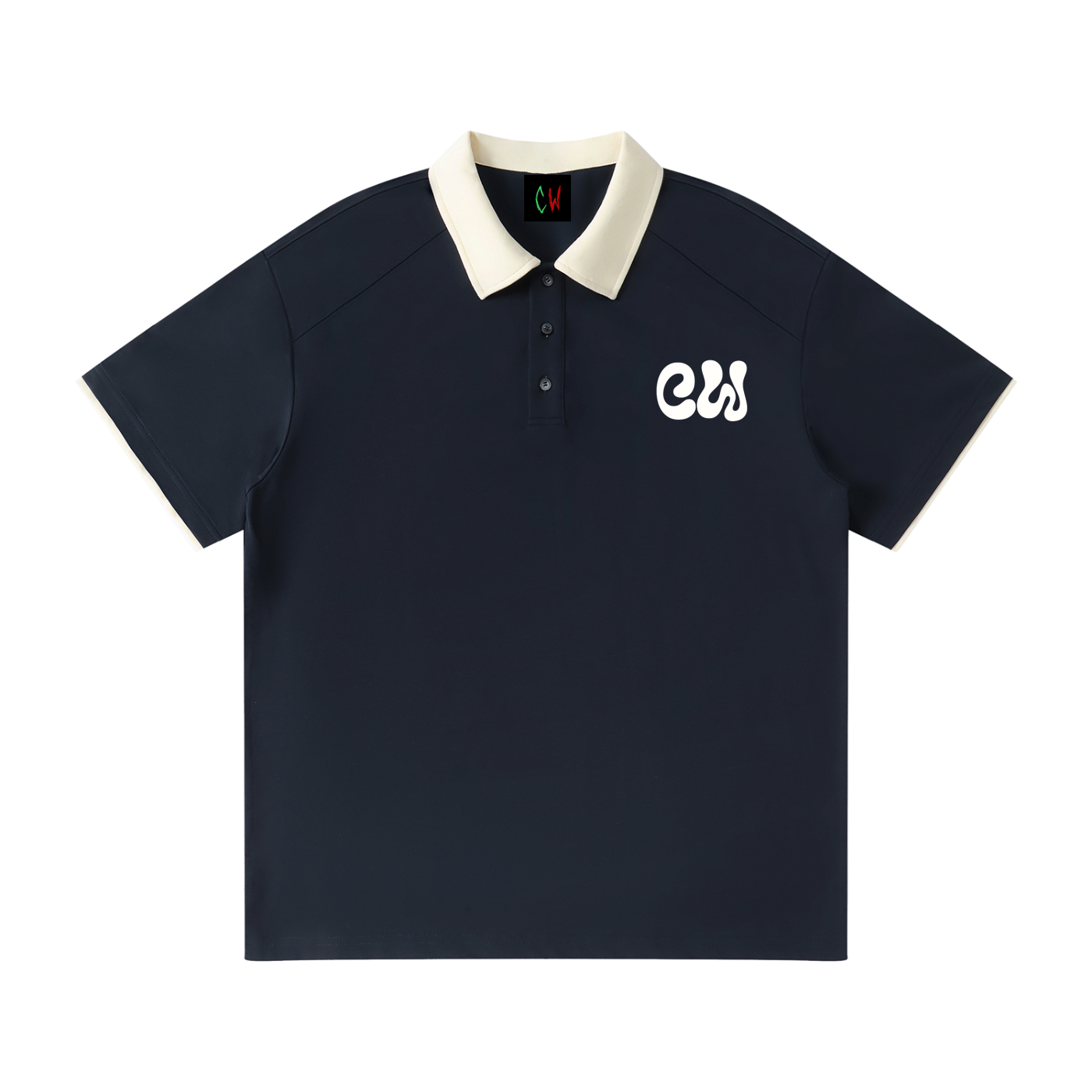 CW - Contrast Collar Raglan Polo Shirt