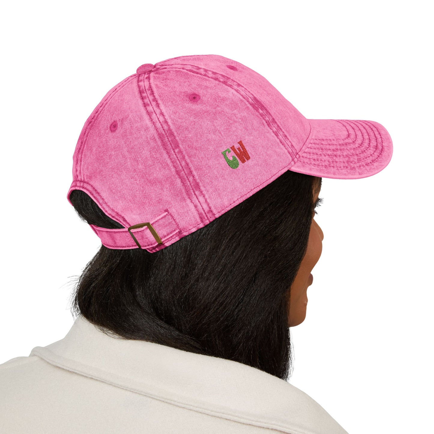 CW - Vintage Embroidered Cap – Washed Red Baseball Hat