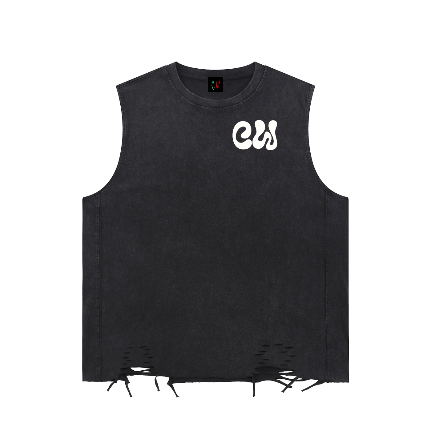 CW - Snow Washed Raw-Hem Tank Top