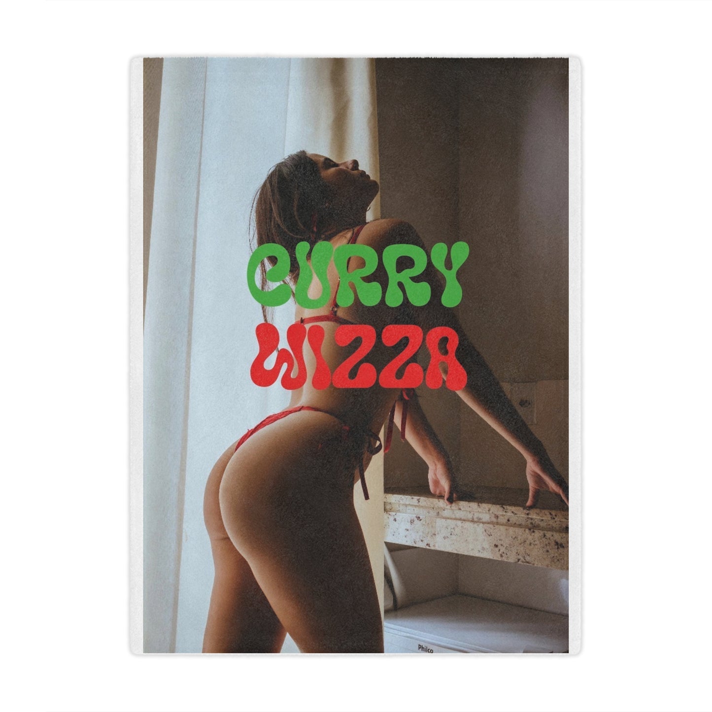 CURRY WIZZA - Minky Blanket — Retro Photo Throw (Sexy Vintage Vibe)