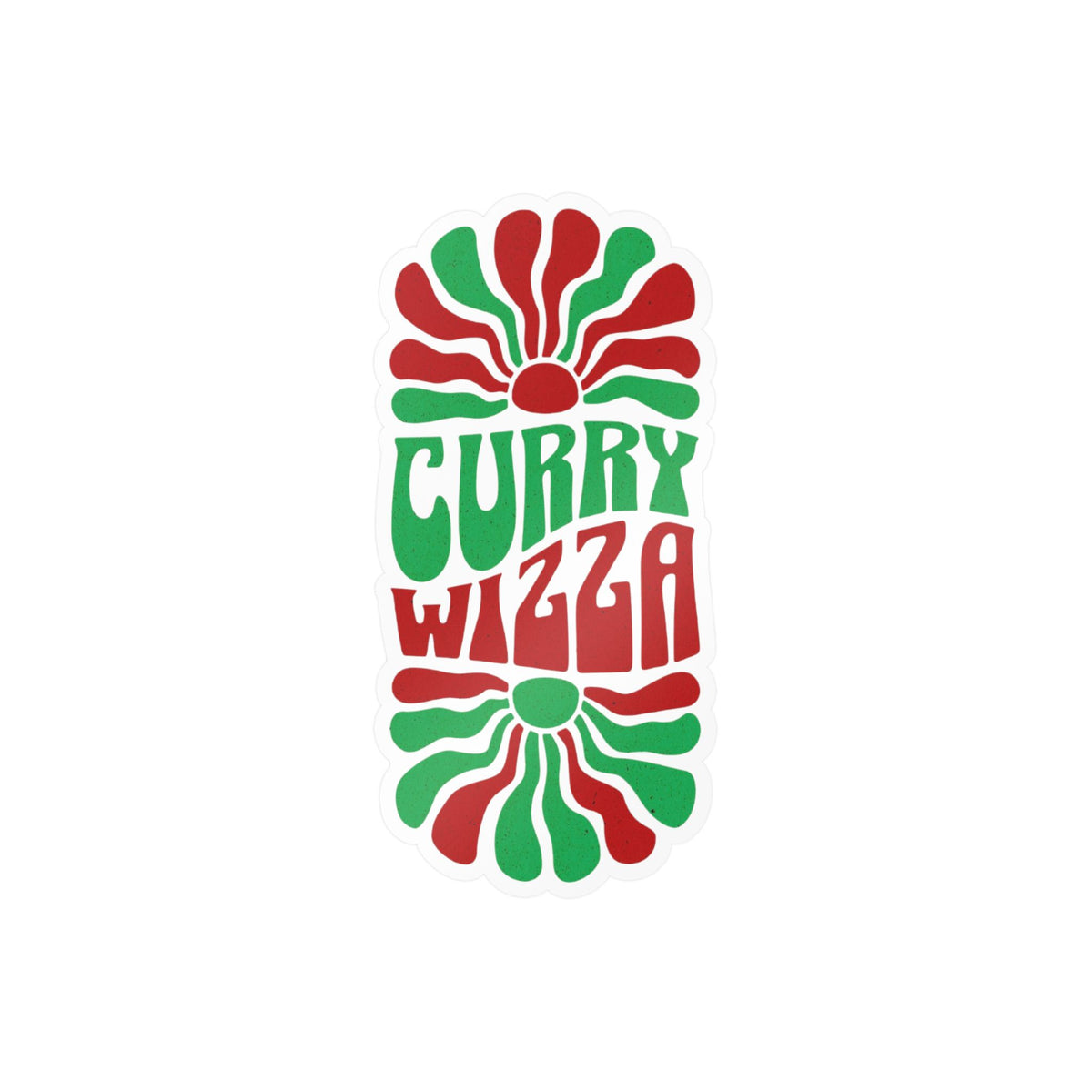 CURRY WIZZA - Kiss-Cut Vinyl Decal — Retro Psychedelic Sticker for Laptops, Water Bottles & Windows