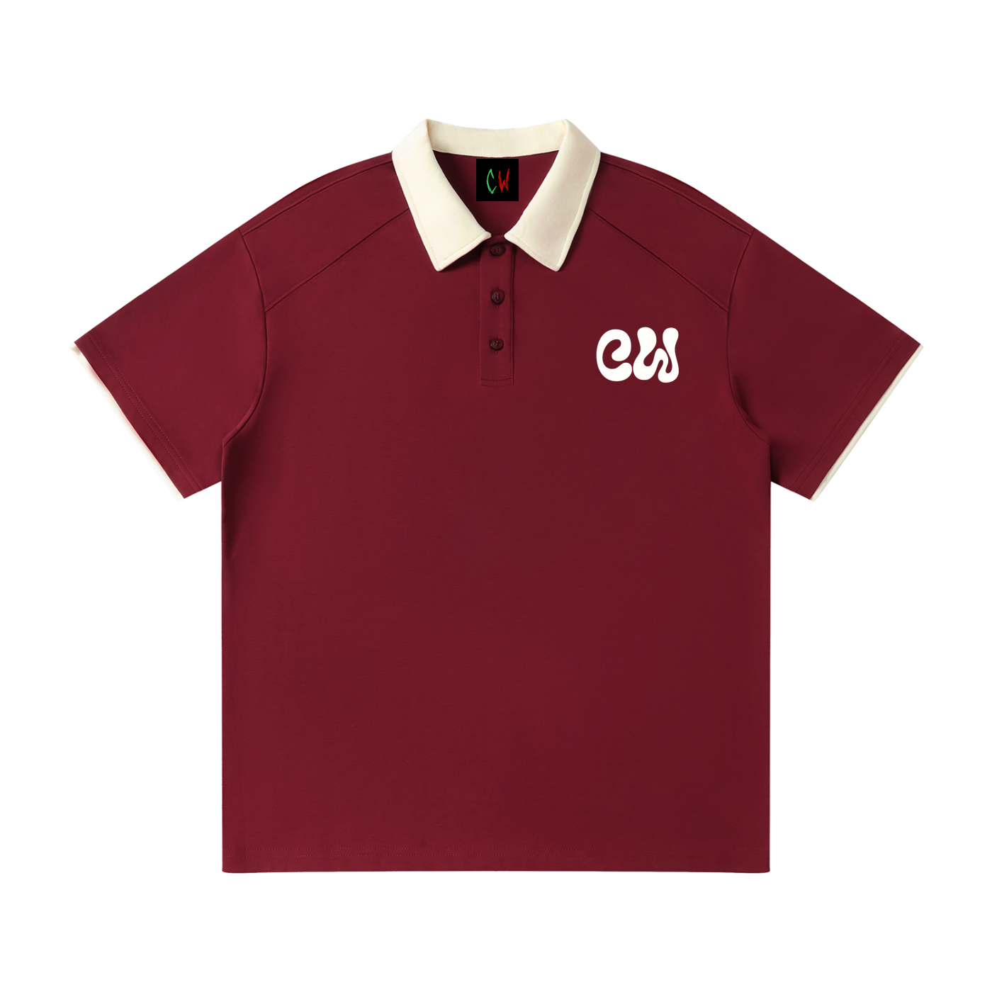 CW - Contrast Collar Raglan Polo Shirt