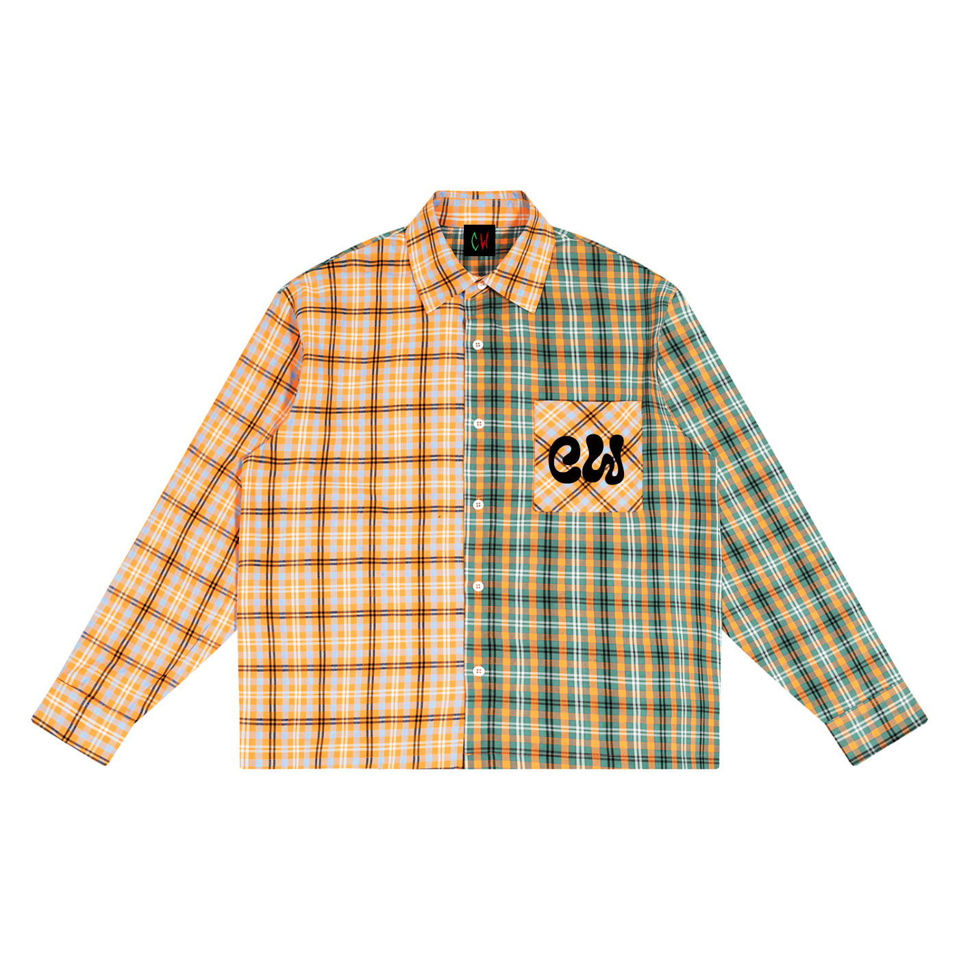 CW - Unisex Oversized Plaid Color Block Shirt