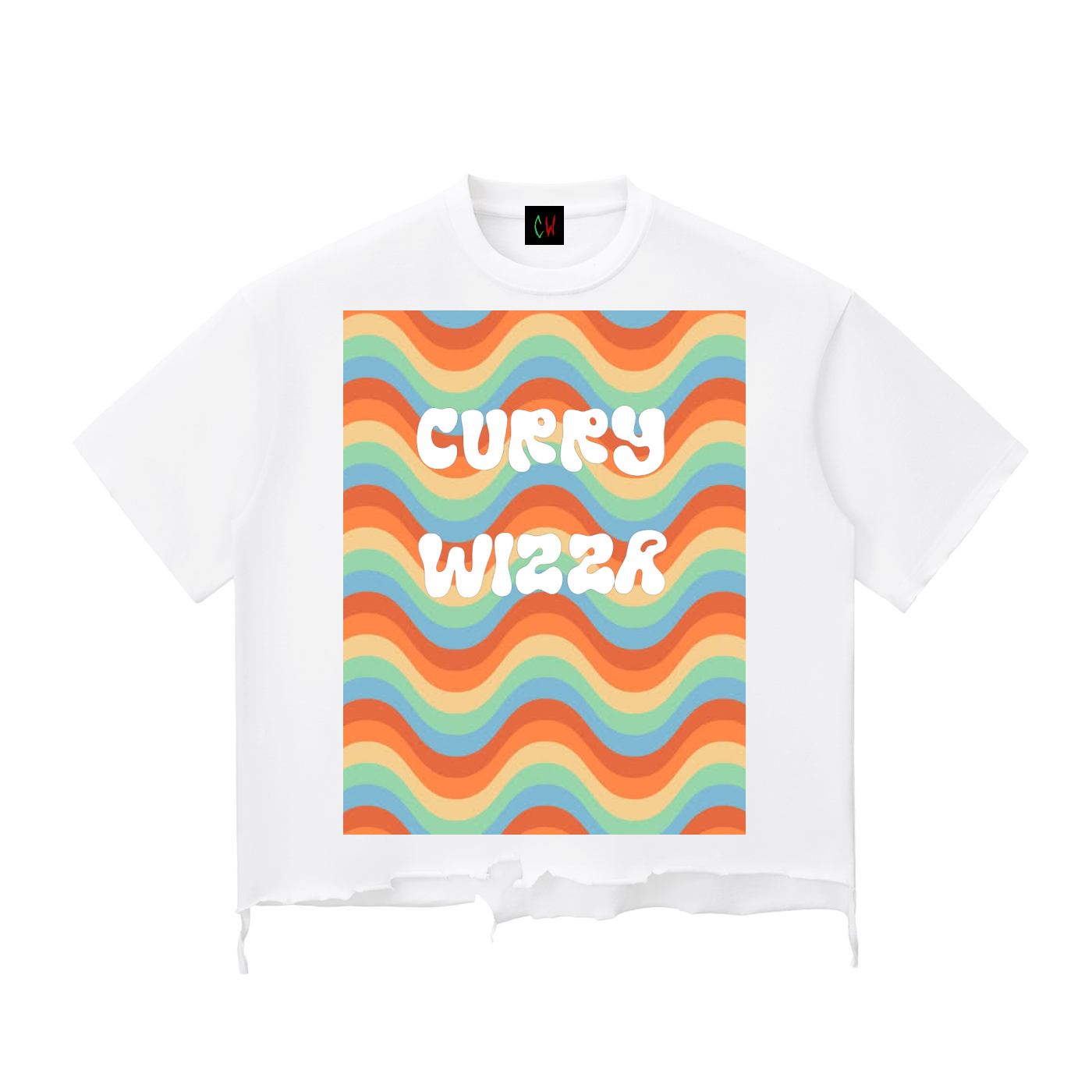 CURRY WIZZA - Snow Wash Raw-Hem Boxy T-shirt
