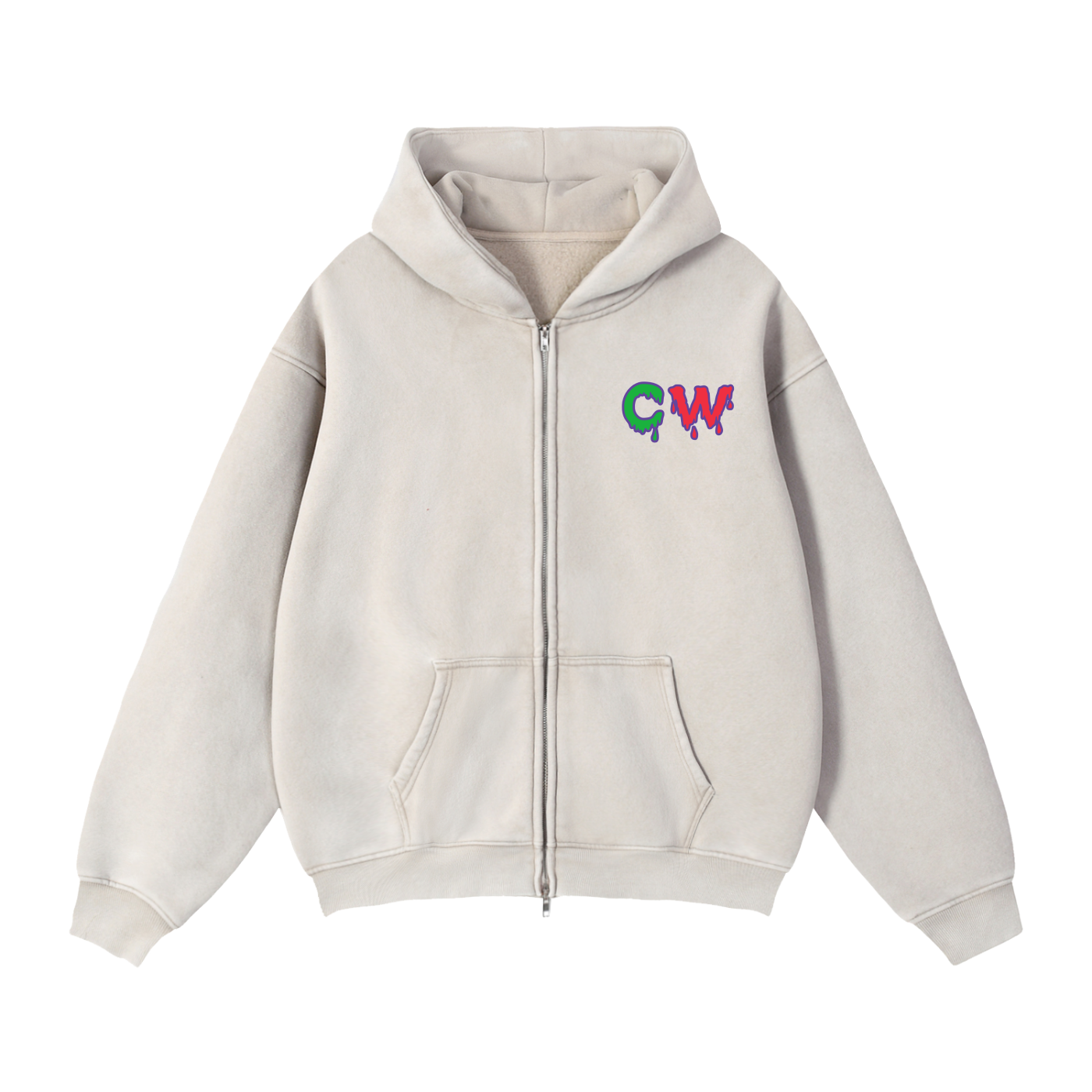 CW - Zip-Through Boxy Fleece Hoodie