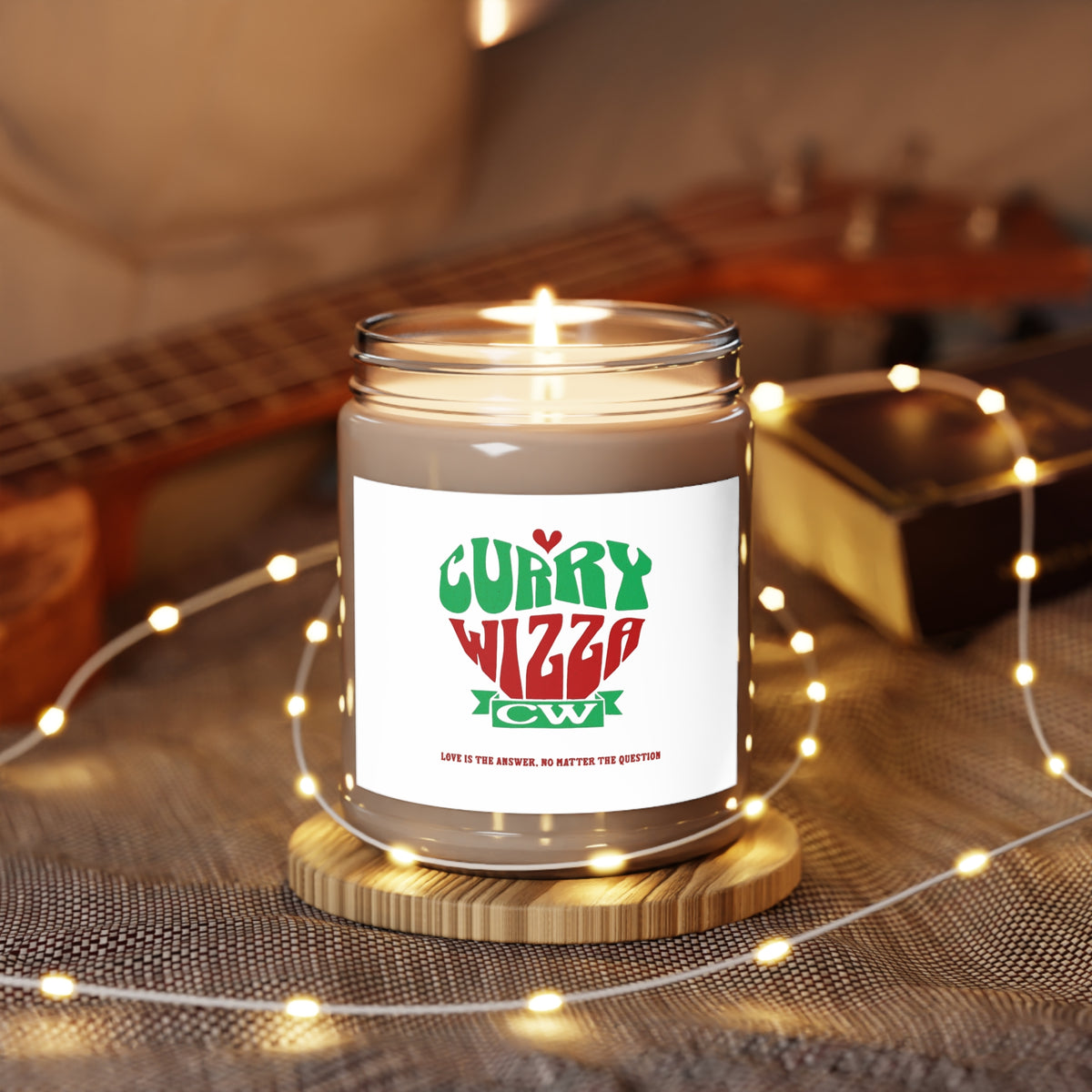 CURRY WIZZA - Scented Candle — "Curry Wizza" Soy Candle, 9oz Jar with White Lid