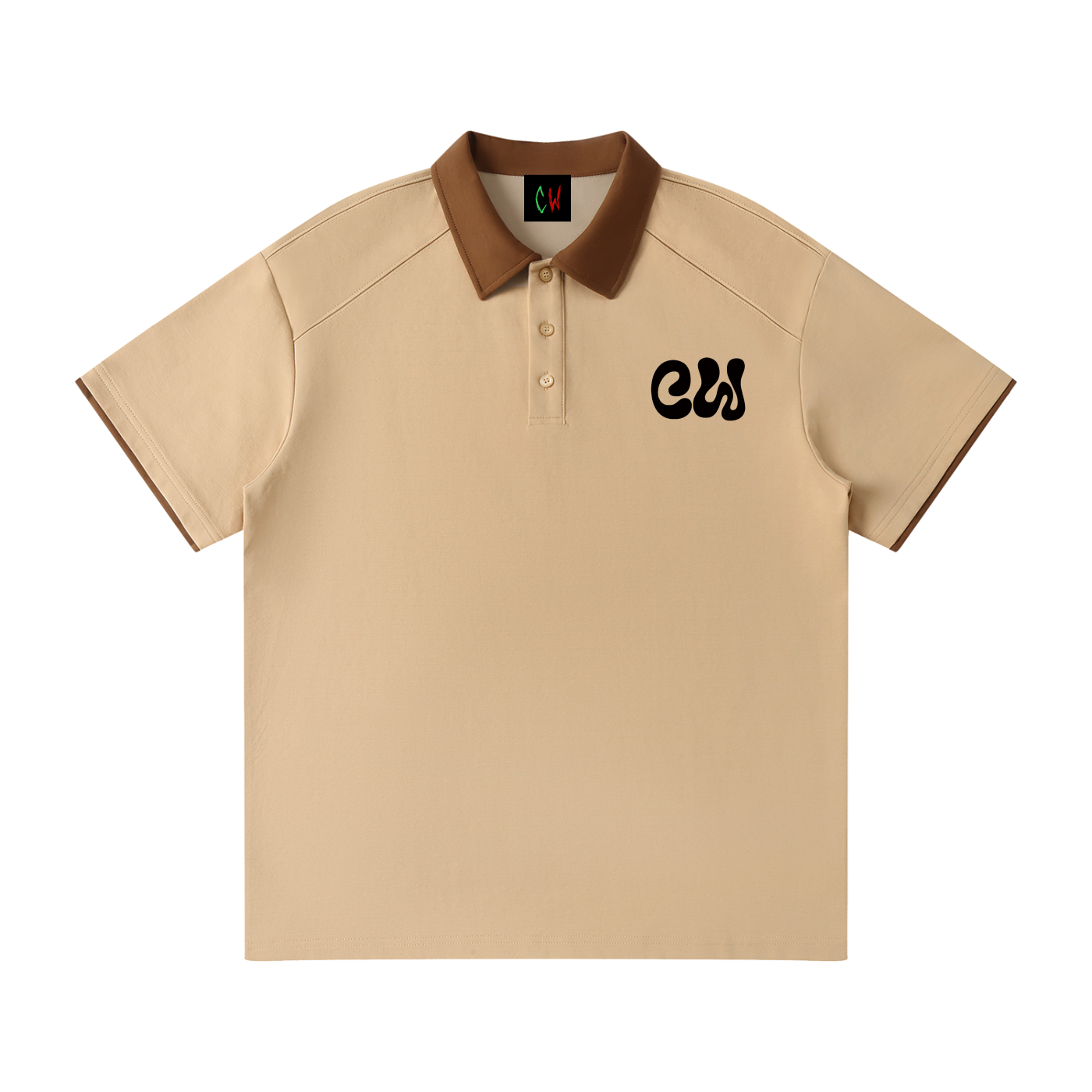 CW - Contrast Collar Raglan Polo Shirt