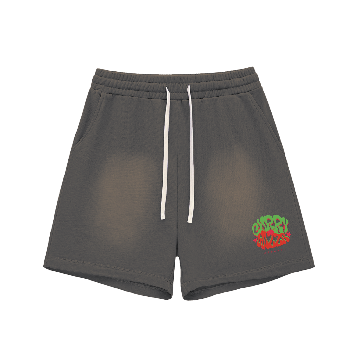 CURRY WIZZA - Sun Fade Raw Edge Cotton Shorts