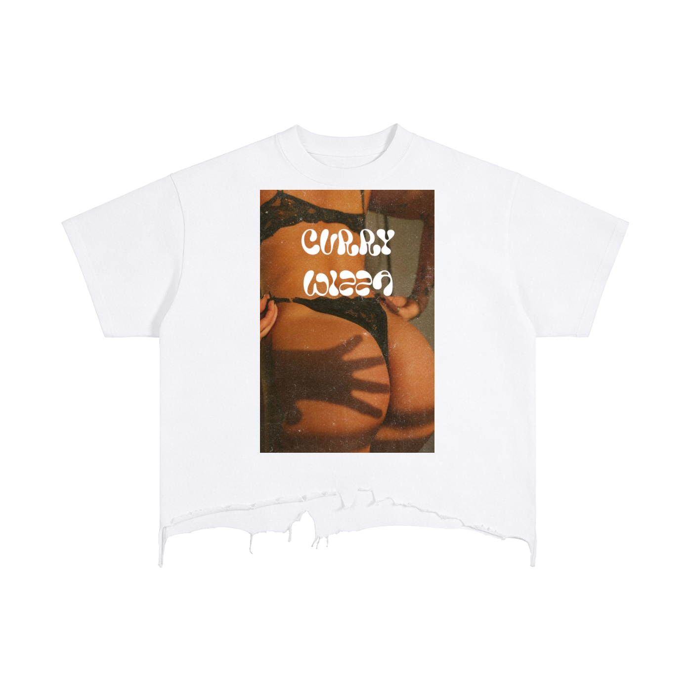 CURRY WIZZA - Vintage Wash Boxy Distressed Hem T-Shirt