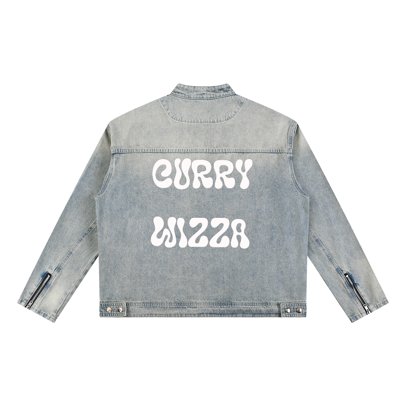 CURRY WIZZA - Vintage Wash Zip Denim Jacket