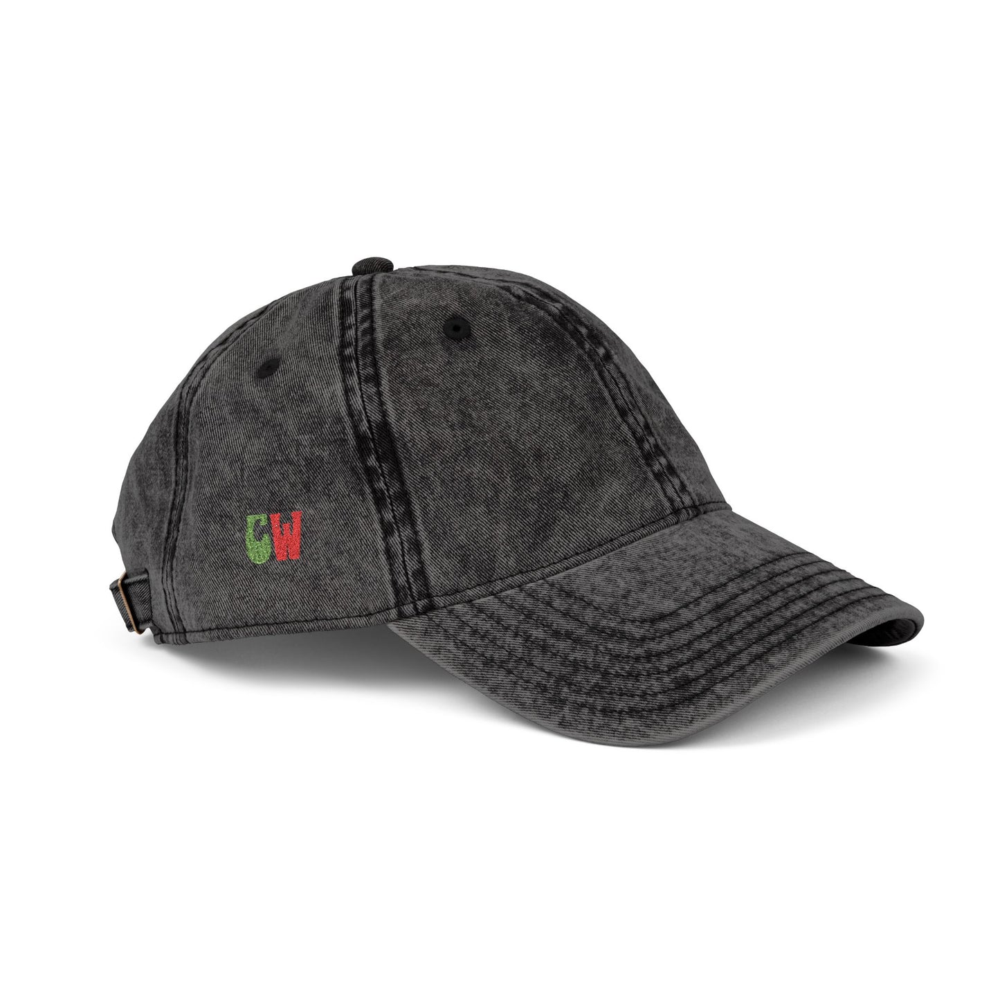 CW - Vintage Embroidered Cap – Washed Red Baseball Hat
