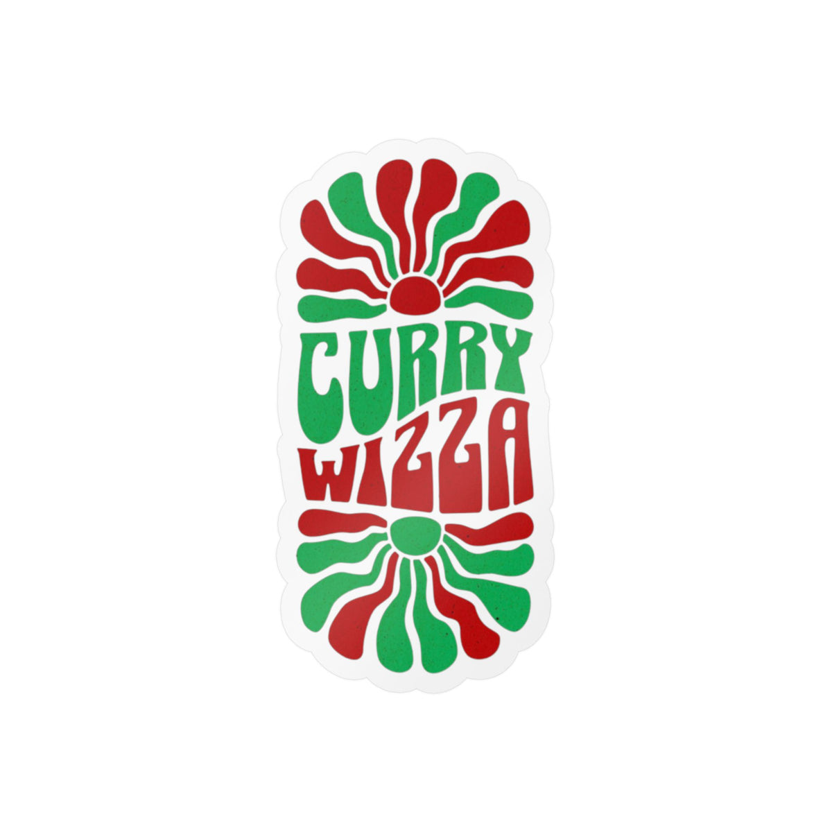 CURRY WIZZA - Kiss-Cut Vinyl Decal — Retro Psychedelic Sticker for Laptops, Water Bottles & Windows