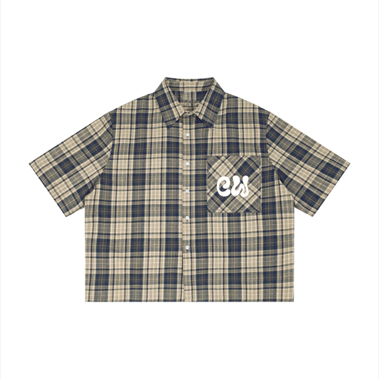 CW - Unisex Plaid Boxy Short Sleeve Shirt