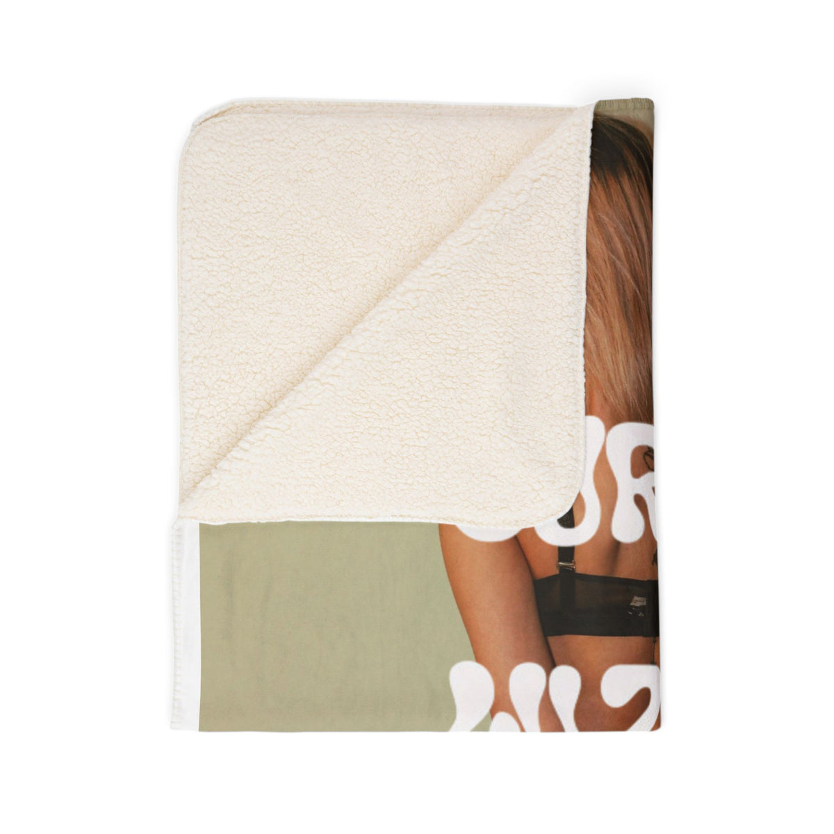 CURRY WIZZA - Sherpa Blanket — Retro Pinup Photo with 'CURRY WIZZA' Text