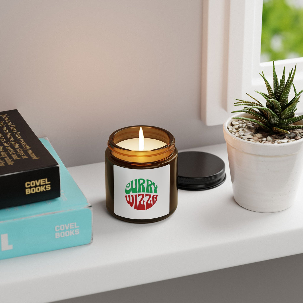 Curry Wizza Scented Soy Candle — Amber Jar Aromatherapy Candle