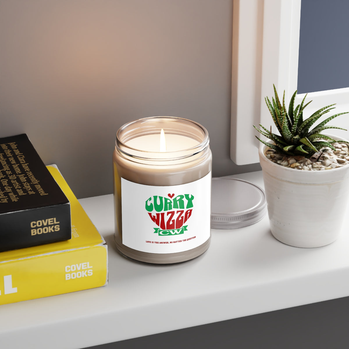 CURRY WIZZA - Scented Candle — "Curry Wizza" Soy Candle, 9oz Jar with White Lid