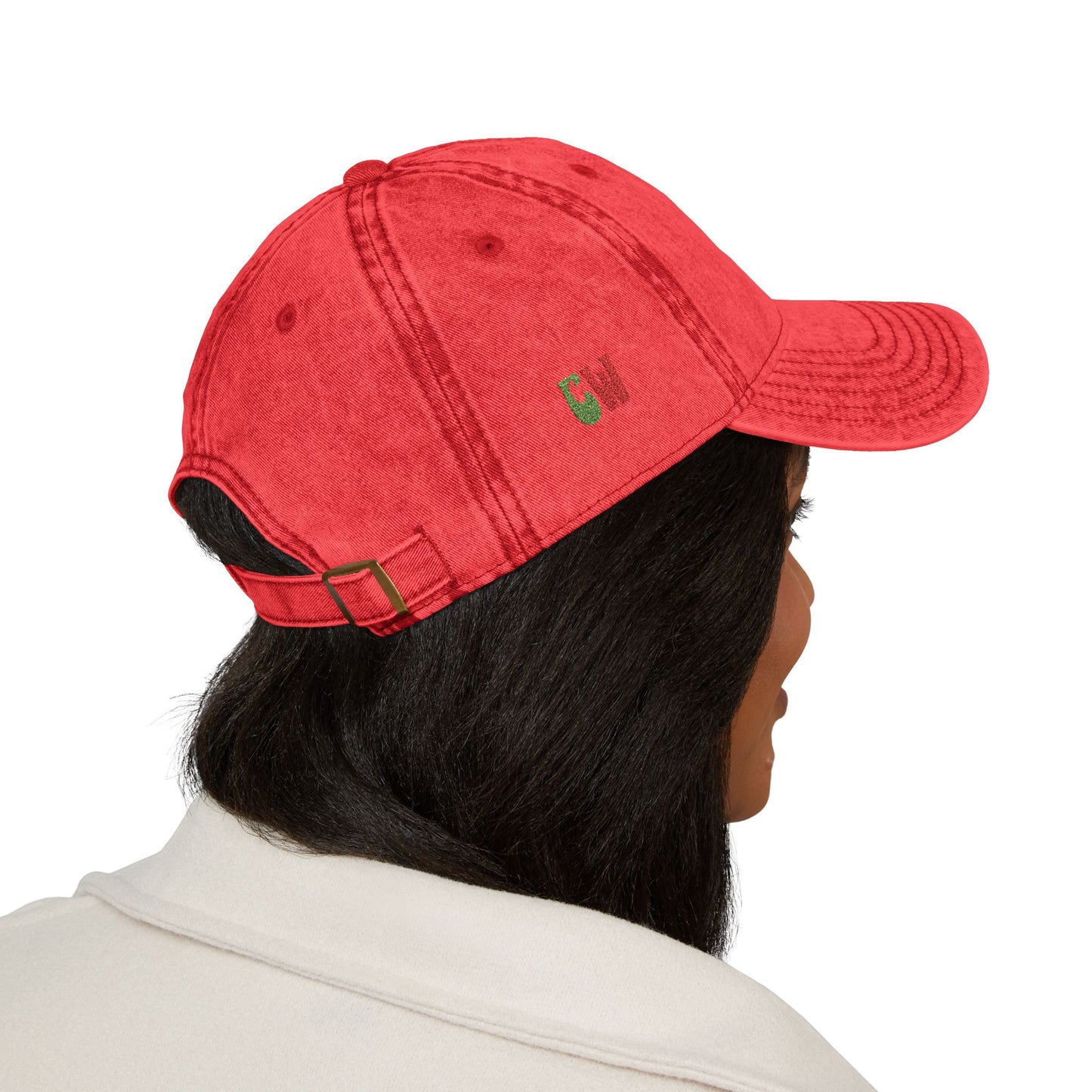CW - Vintage Embroidered Cap – Washed Red Baseball Hat