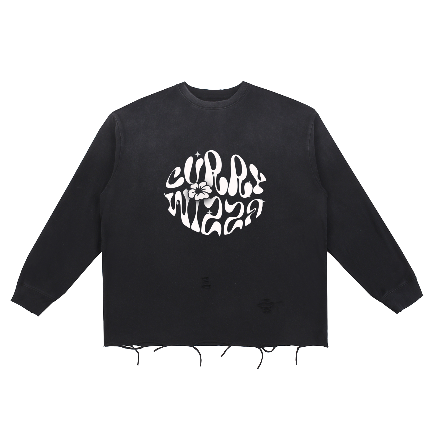 CURRY WIZZA - Snow Wash Raw Edge Cotton T-Shirt