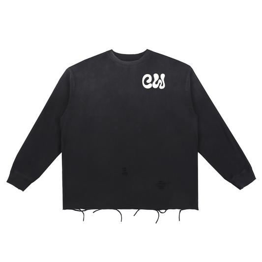 CW - Snow Wash Raw Edge Cotton T-Shirt