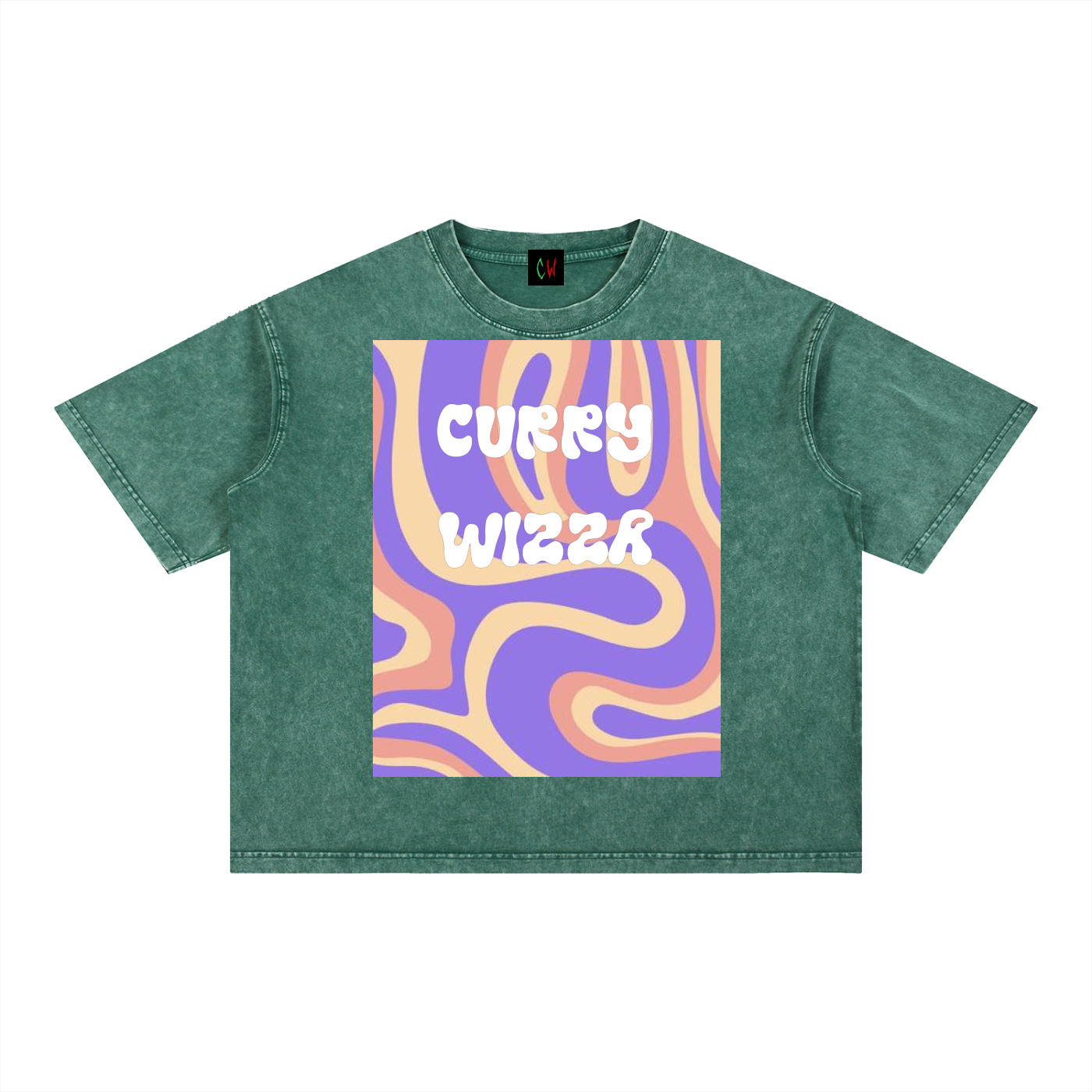 CURRY WIZZA - Mineral Wash Boxy Cotton T-Shirt