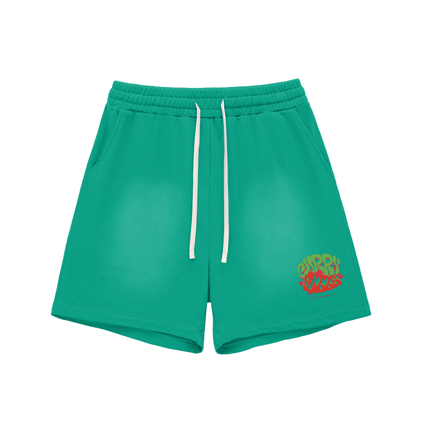 CURRY WIZZA - Sun Fade Raw Edge Cotton Shorts