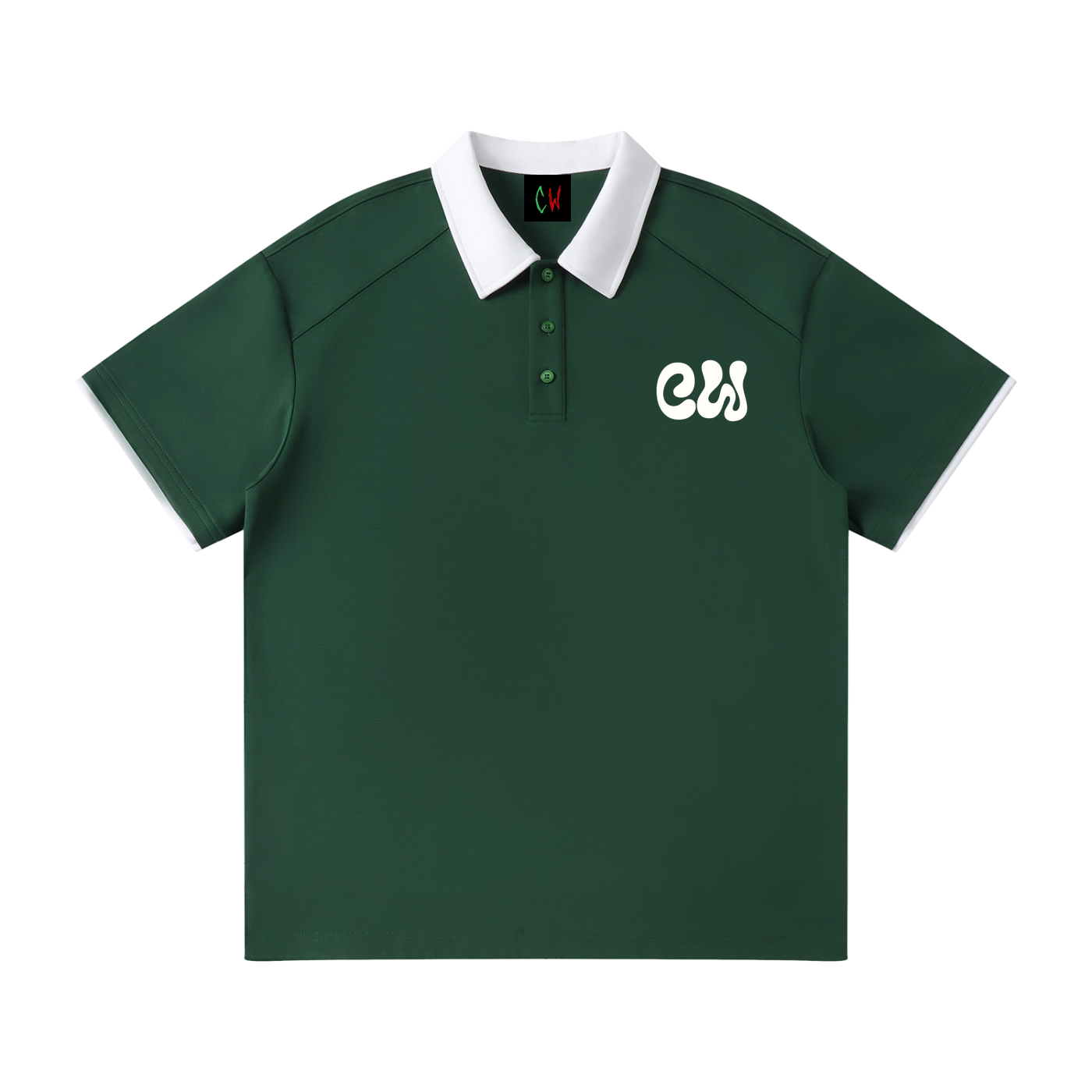 CW - Contrast Collar Raglan Polo Shirt