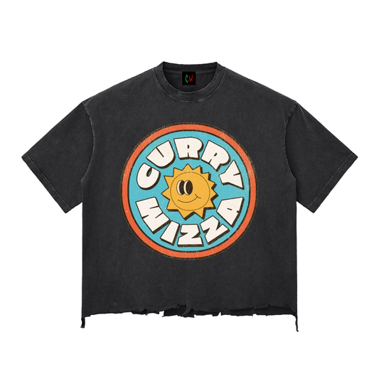 CURRY WIZZA - Snow Wash Raw-Hem Boxy T-shirt
