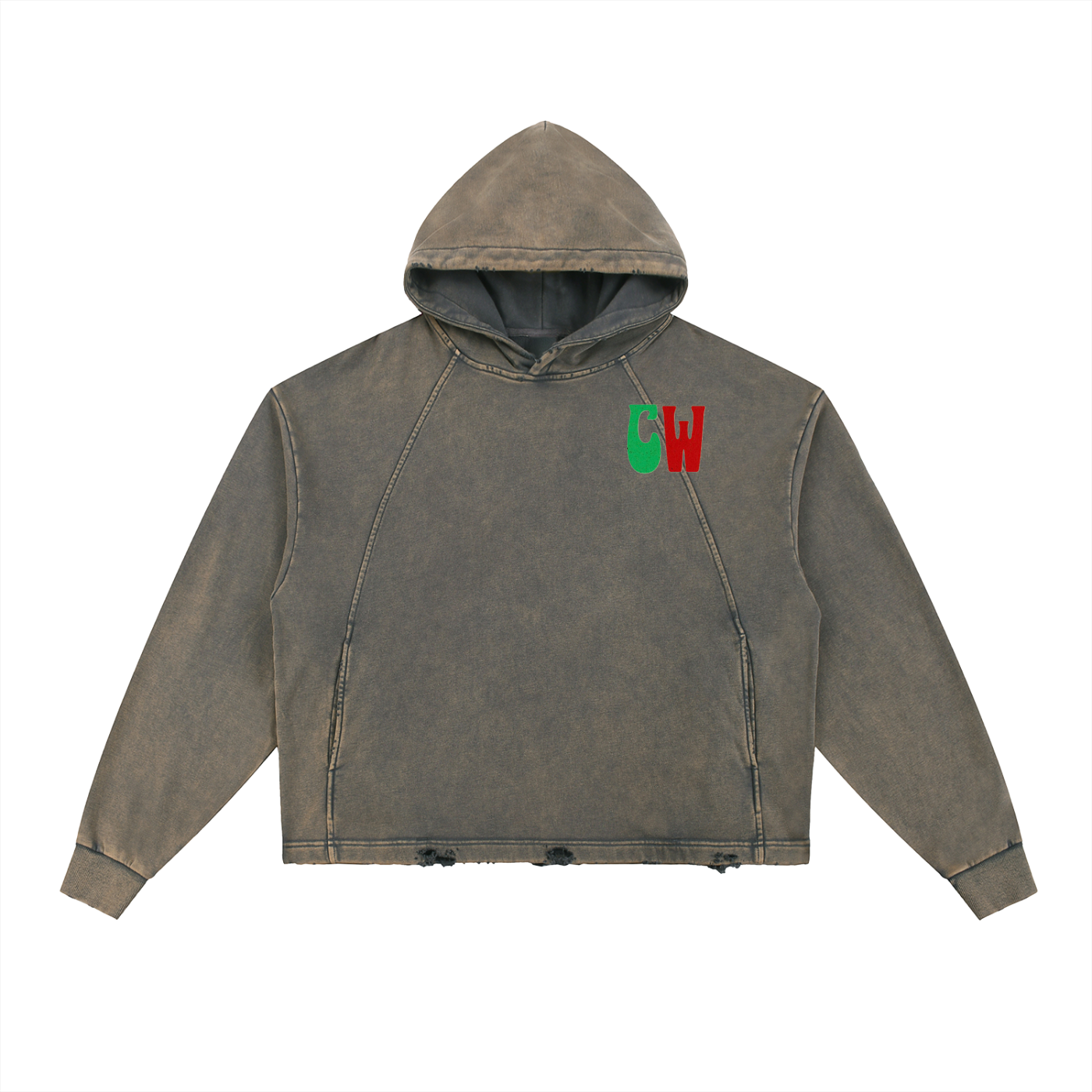 CW - Vintage Washed Frayed-Hem Hoodie