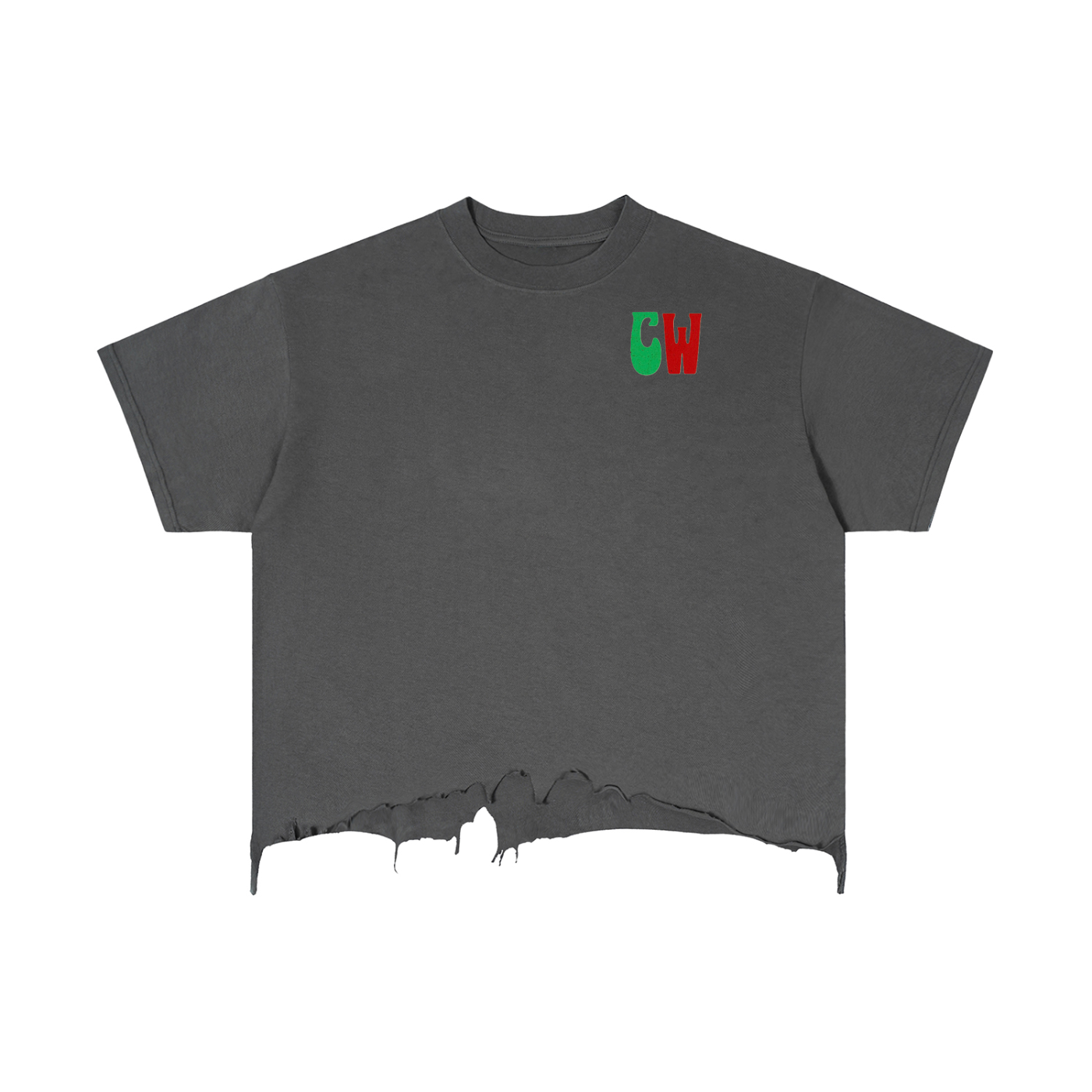 CW - Vintage Wash Boxy Distressed Hem T-Shirt