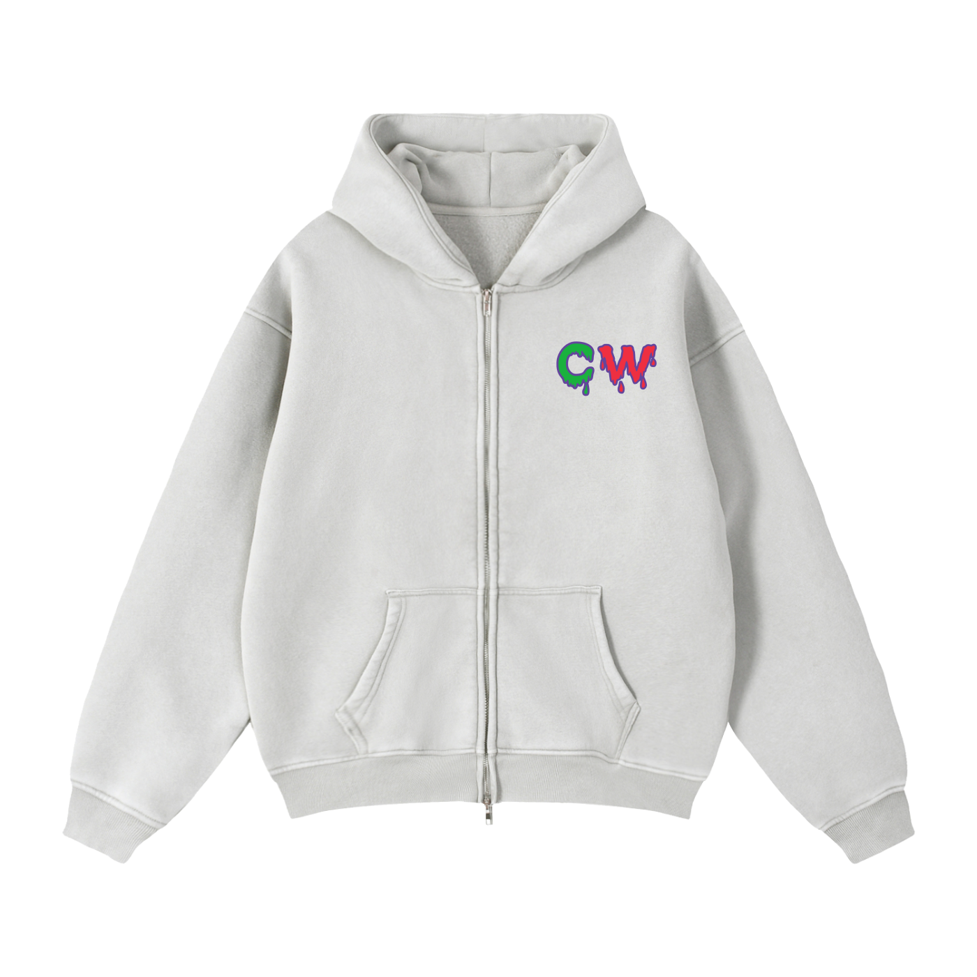 CW - Zip-Through Boxy Fleece Hoodie
