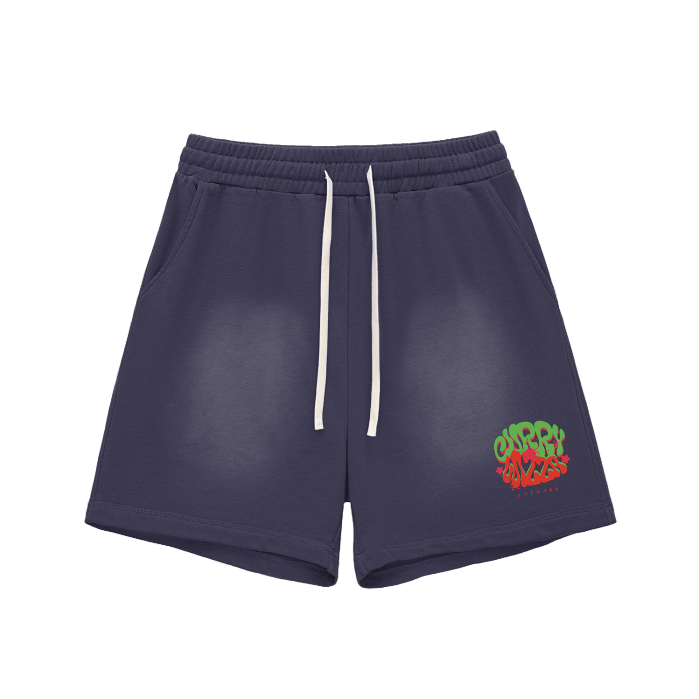 CURRY WIZZA - Sun Fade Raw Edge Cotton Shorts