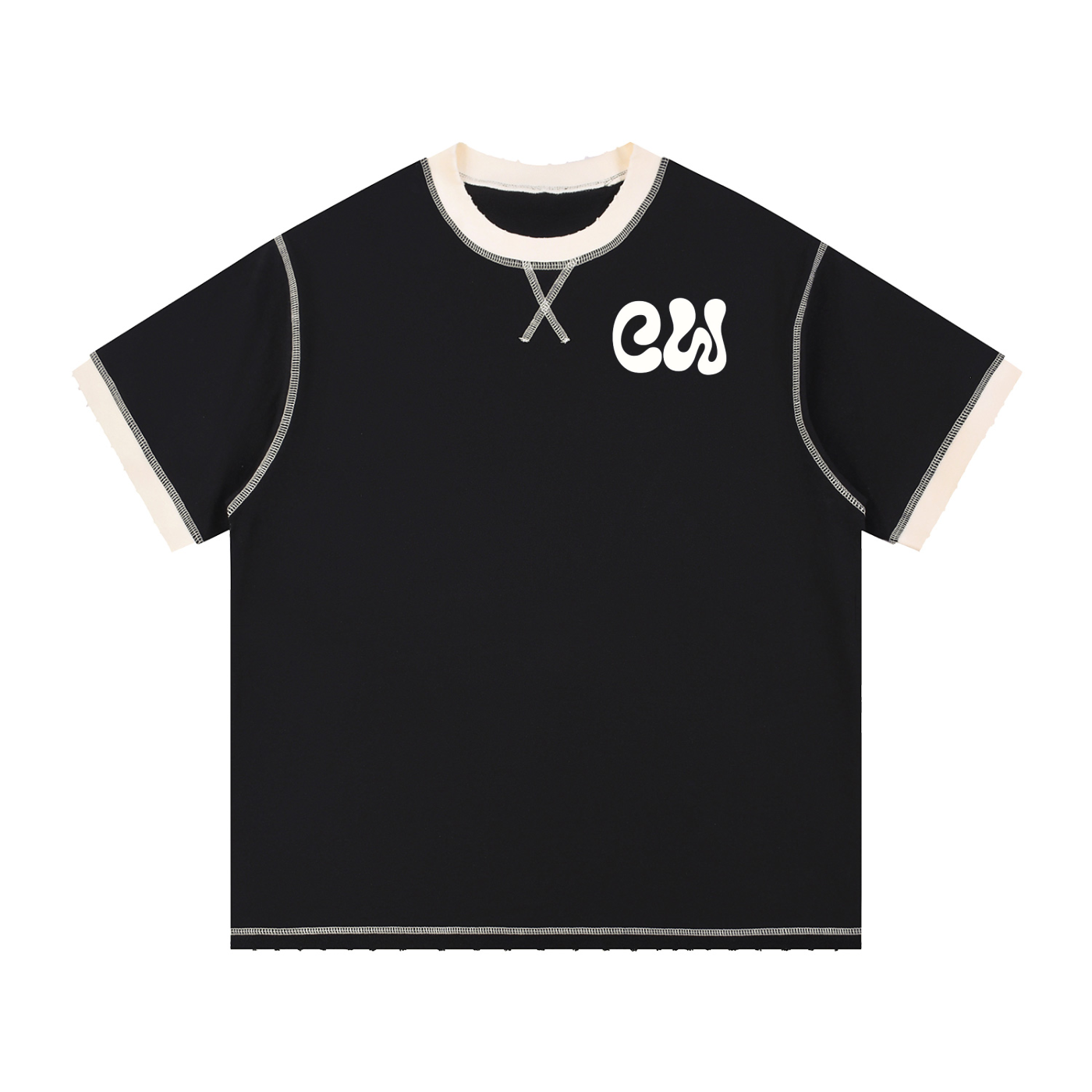 CW - Contrast-Stitched Cotton T-Shirt