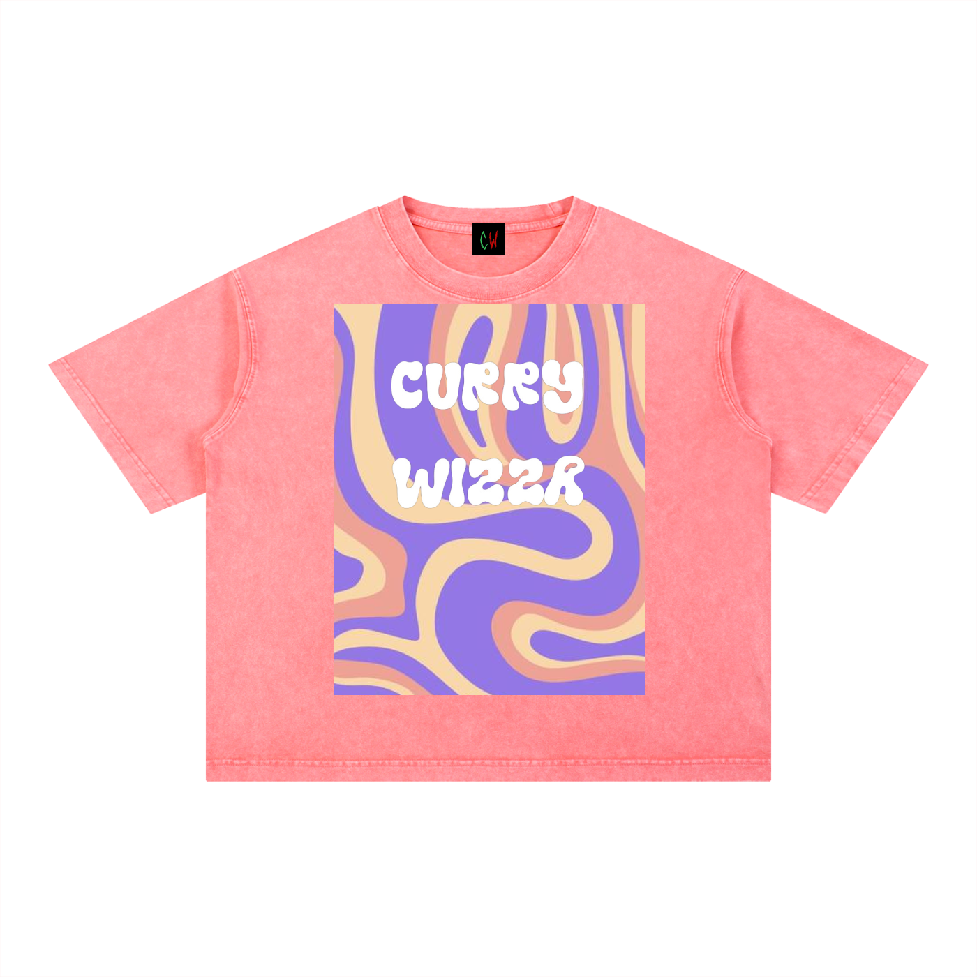 CURRY WIZZA - Mineral Wash Boxy Cotton T-Shirt
