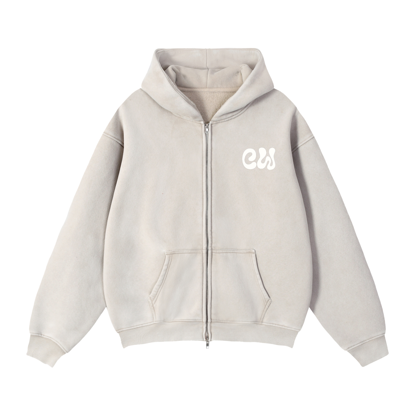 CURRY WIZZA - Zip-Through Boxy Fleece Hoodie