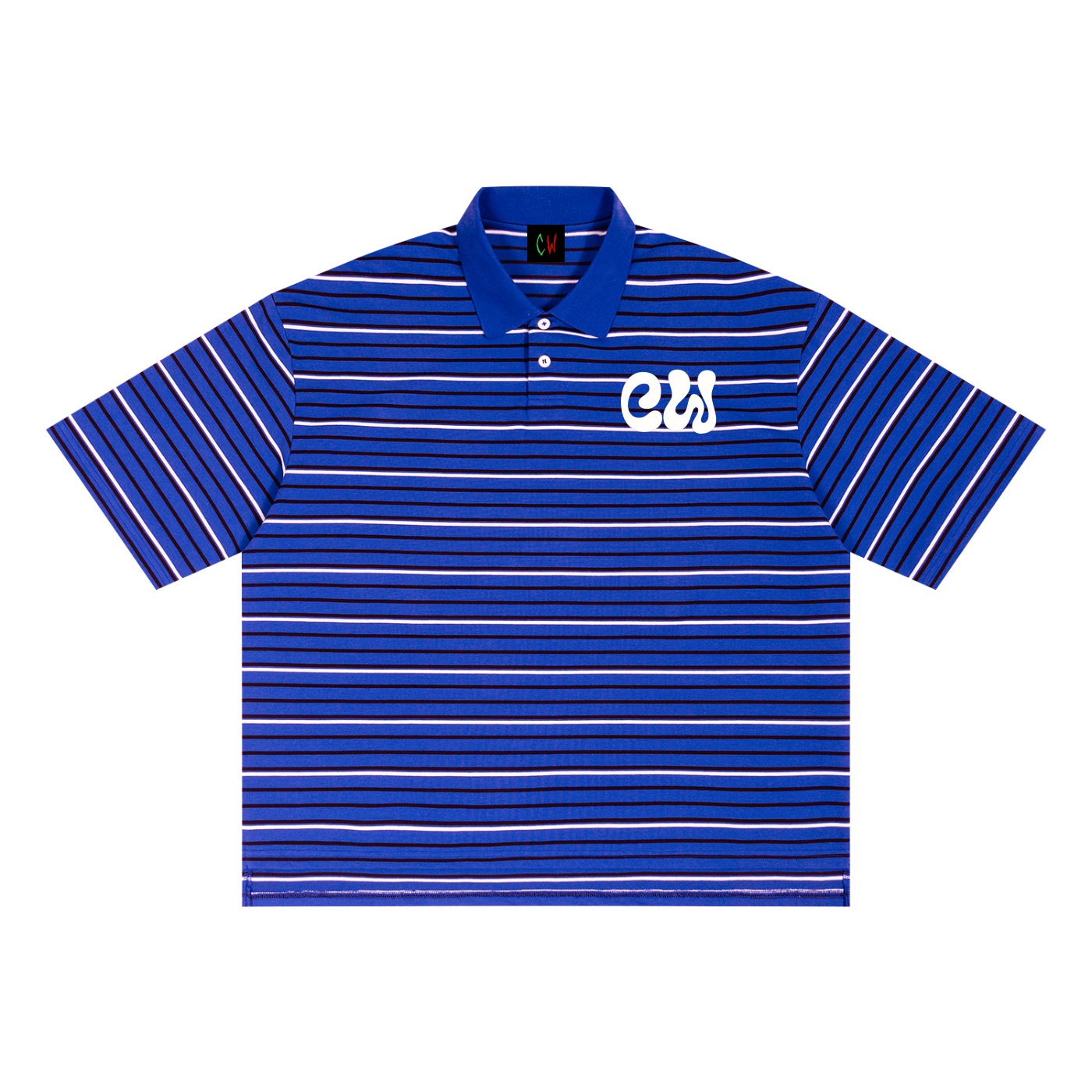 CW - Unisex Striped Boxy Collared Polo Shirt