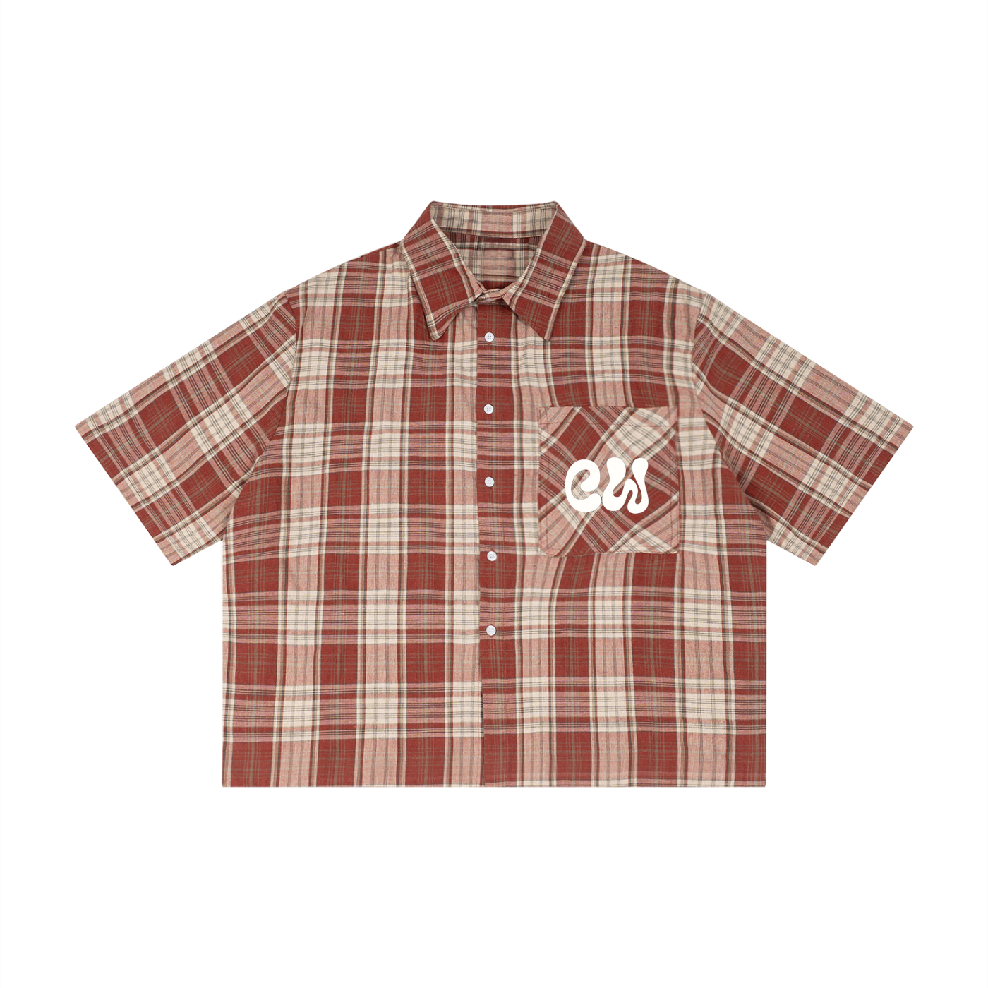 CW - Unisex Plaid Boxy Short Sleeve Shirt