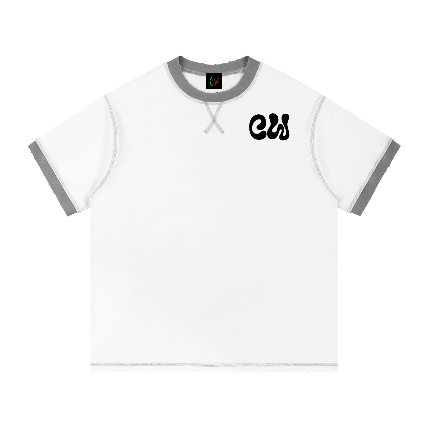 CW - Contrast-Stitched Cotton T-Shirt