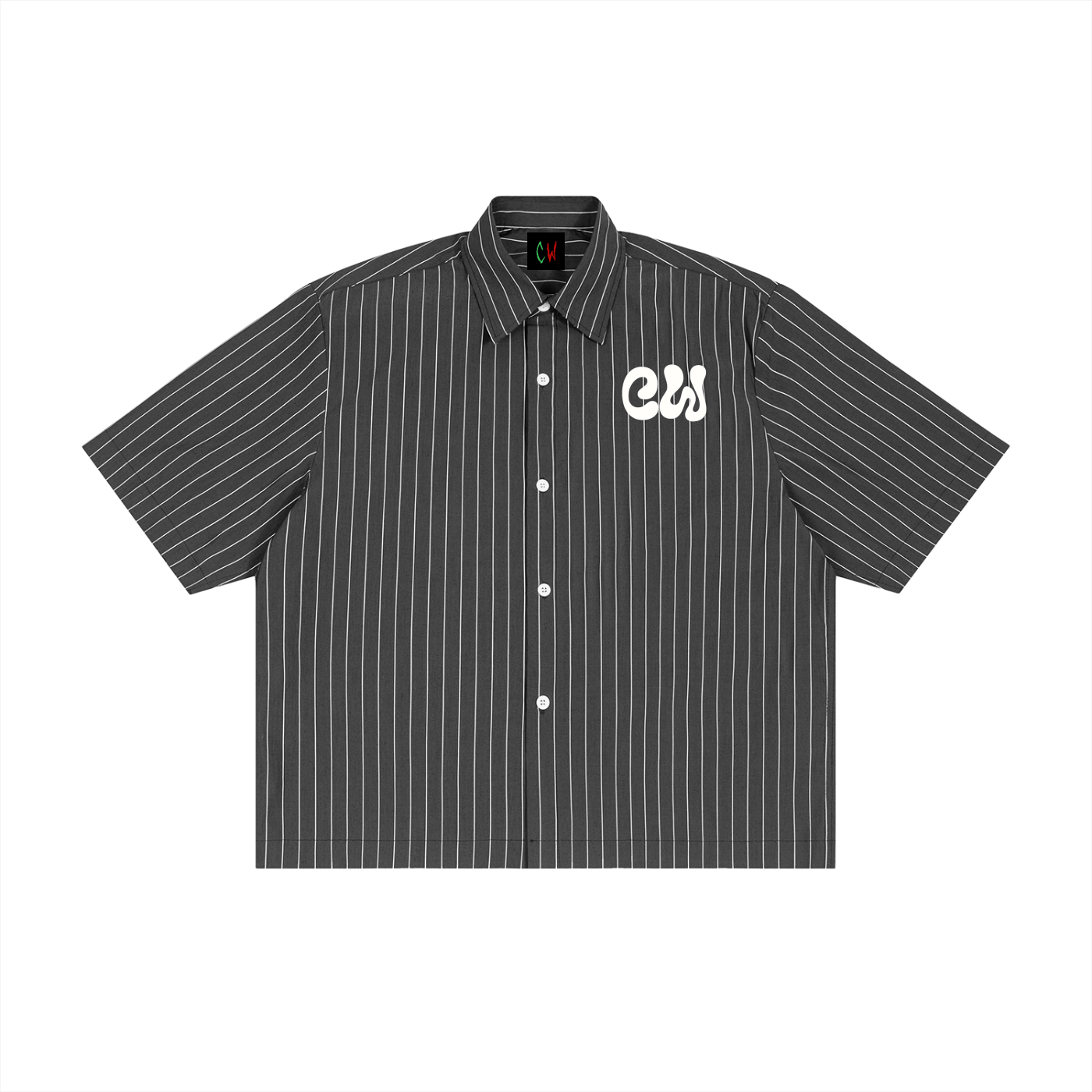 CW - Unisex Striped Boxy Button-Up Shirt